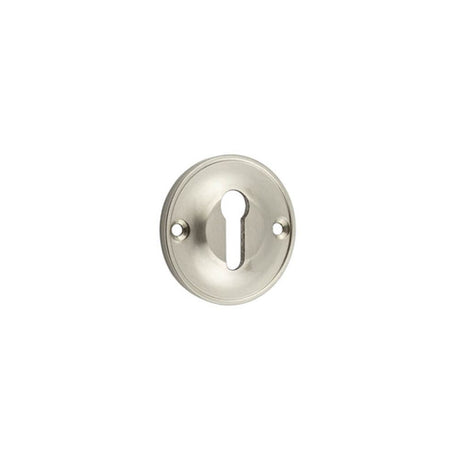 This is an image of a Burlington - 40mm SN Std keyway escutcheon   that is availble to order from Trade Door Handles in Kendal.