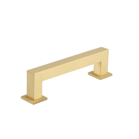 This is an image of a Burlington - Trafalgar Cabinet Handle 128mm CTC - Satin Brass  that is availble to order from Trade Door Handles in Kendal.