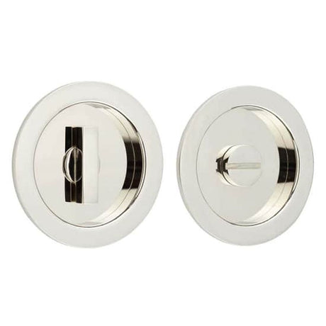 This is an image of a Burlington - 65x12x3mm PN round concealed WC flush pull set  that is availble to order from Trade Door Handles in Kendal.