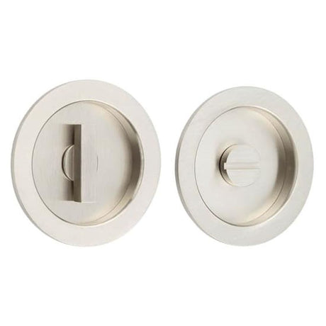 This is an image of a Burlington - 65x12x3mm SN round concealed WC flush pull set  that is availble to order from Trade Door Handles in Kendal.