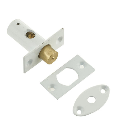This is an image of a Frelan - 36mm Mortice Rack Bolt - White  that is availble to order from Trade Door Handles in Kendal.