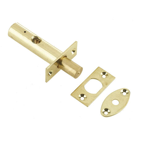 This is an image of a Frelan - 62mm Mortice Rack Bolt - Polished Brass  that is availble to order from Trade Door Handles in Kendal.