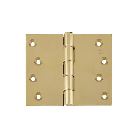 This is an image of a Frelan - 102x127mm Projection Brass Hinges - Polished Brass  that is availble to order from Trade Door Handles in Kendal.