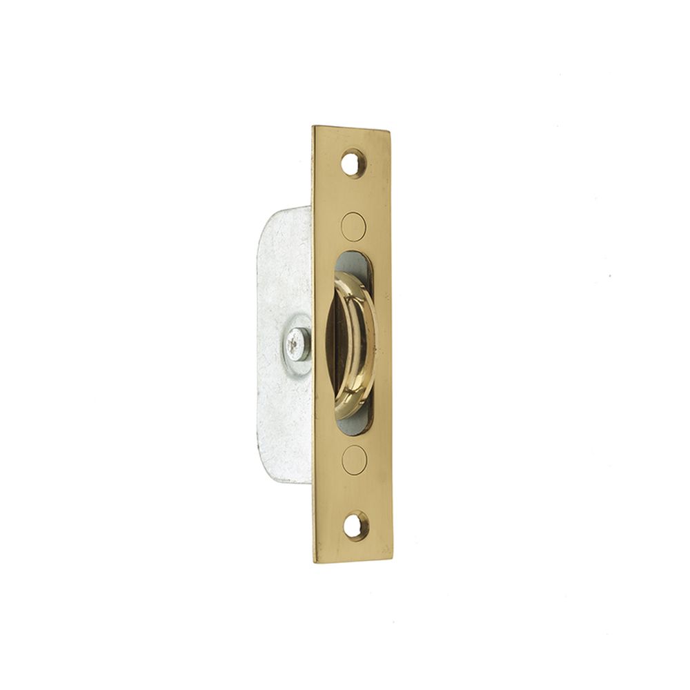 This is an image of a Frelan - Brass Roller Sash Axel Pulley - Polished Brass  that is availble to order from Trade Door Handles in Kendal.