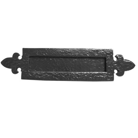 This is an image of a Frelan - Fleur De Lys Letterplate - Antique Black  that is availble to order from Trade Door Handles in Kendal.