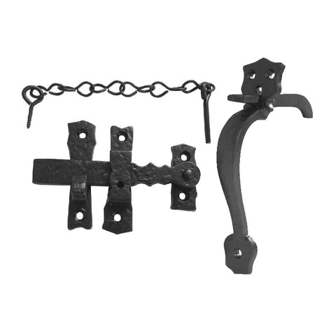 This is an image of a Frelan - Thumb Latch - Antique Black  that is availble to order from Trade Door Handles in Kendal.