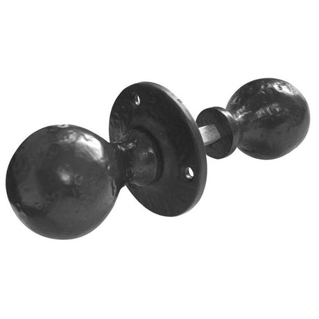 This is an image of a Frelan - Ball Shaped Rim Knobs - Antique Black  that is availble to order from Trade Door Handles in Kendal.