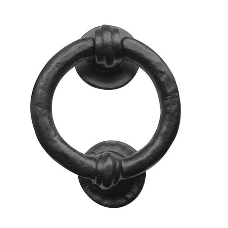 This is an image of a Frelan - Ring Door Knocker - Antique Black  that is availble to order from Trade Door Handles in Kendal.