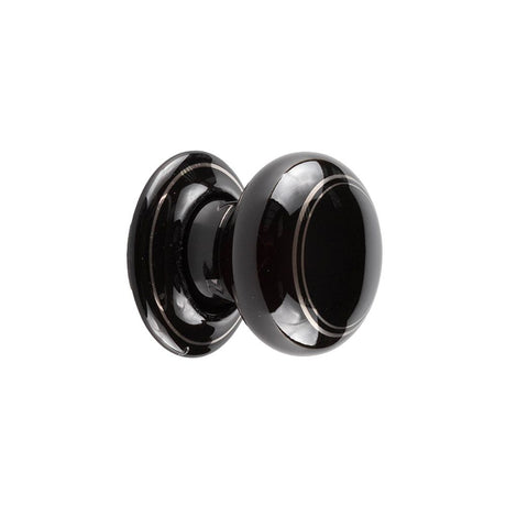 This is an image of a Frelan - Black Lined Porclain Unsprung Mortice Knobs - Silver Line  that is availble to order from Trade Door Handles in Kendal.