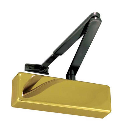 This is an image of a Frelan - PB Size 2-4 Closer C/w Blk Arm   that is availble to order from Trade Door Handles in Kendal.