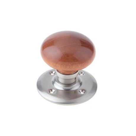 This is an image of a Frelan - Dark Wood Unsprung Mortice Knobs - Satin Nickel  that is availble to order from Trade Door Handles in Kendal.