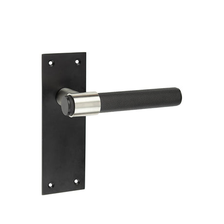 This is an image of a Frelan - Nero T-Bar Door Handles on Latchplate  that is availble to order from Trade Door Handles in Kendal.