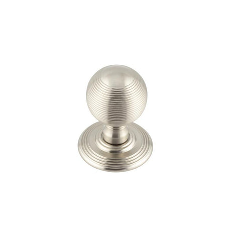 This is an image of a Frelan - Reeded Unsprung Mortice Knobs - Satin Nickel  that is availble to order from Trade Door Handles in Kendal.