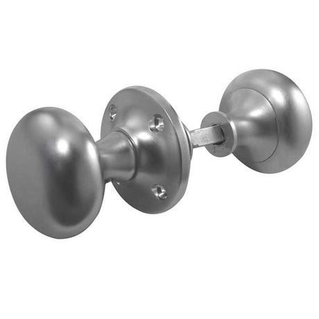 This is an image of a Frelan - Mushroom Unsprung Rim Knobs - Satin Chrome  that is availble to order from Trade Door Handles in Kendal.