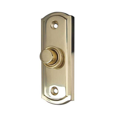 This is an image of a Frelan - Sloane Bell Push - Polished Brass  that is availble to order from Trade Door Handles in Kendal.