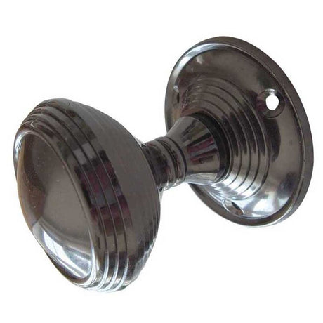 This is an image of a Frelan - Lined Unsprung Mortice Knobs  - Black Nickel  that is availble to order from Trade Door Handles in Kendal.