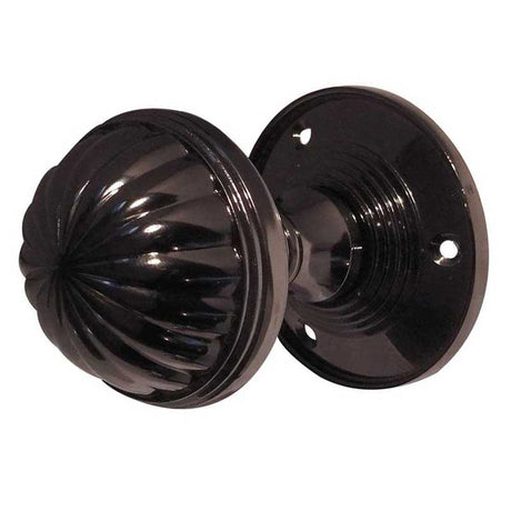 This is an image of a Frelan - Fluted Unsprung Mortice Knobs - Black Nickel  that is availble to order from Trade Door Handles in Kendal.