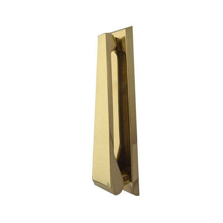 This is an image of a Frelan - Contemporary Door Knocker - Polished Brass  that is availble to order from Trade Door Handles in Kendal.