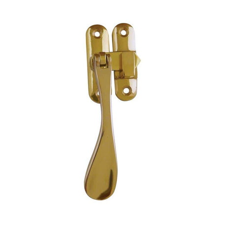 This is an image of a Frelan - Non Locking Casement Fastener c/w Hook & Mortice Plate - Polished Brass  that is availble to order from Trade Door Handles in Kendal.