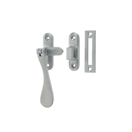 This is an image of a Frelan - Non Locking Casement Fastener c/w Hook & Mortice Plate - Satin Chrome  that is availble to order from Trade Door Handles in Kendal.