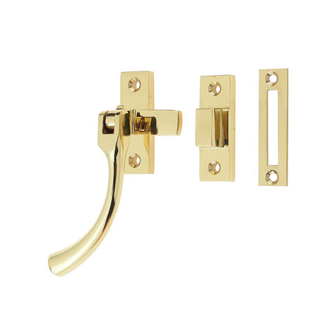 This is an image of a Frelan - Bulb End Non Locking Casement Fastener c/w Hook & Mortice Plate - Polis  that is availble to order from Trade Door Handles in Kendal.