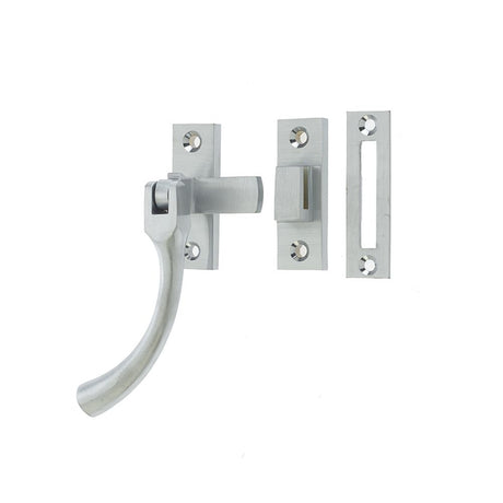 This is an image of a Frelan - Bulb End Non Locking Casement Fastener c/w Hook & Mortice Plate - Satin  that is availble to order from Trade Door Handles in Kendal.