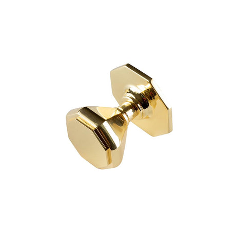 This is an image of a Frelan - Forma Centre Door Knob - Polished Brass  that is availble to order from Trade Door Handles in Kendal.