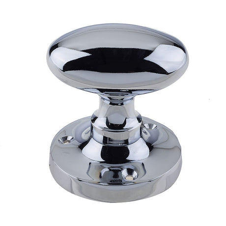 This is an image of a Frelan - Kontrax Oval Mortice Knobs - Polished Chrome  that is availble to order from Trade Door Handles in Kendal.
