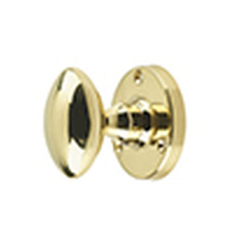 This is an image of a Frelan - Oval Sprung Mortice Knobs - Polished Brass  that is availble to order from Trade Door Handles in Kendal.
