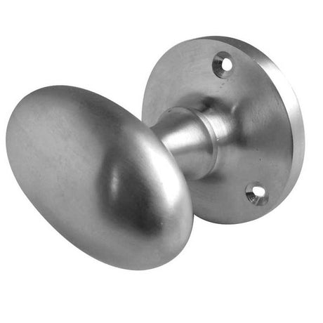 This is an image of a Frelan - Oval Sprung Mortice Knobs - Satin Chrome  that is availble to order from Trade Door Handles in Kendal.
