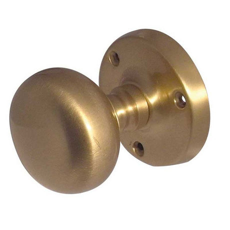 This is an image of a Frelan - Mushroom Half Sprung Mortice Knobs - Satin Brass  that is availble to order from Trade Door Handles in Kendal.