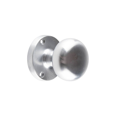 This is an image of a Frelan - Mushroom Half Sprung Mortice Knobs - Satin Chrome  that is availble to order from Trade Door Handles in Kendal.