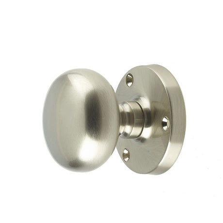This is an image of a Frelan - Mushroom Half Sprung Mortice Knobs - Satin Nickel  that is availble to order from Trade Door Handles in Kendal.