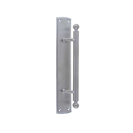 This is an image of a Frelan - Blenheim Pull Handle on 75x380mm Back Plate - Satin Chrome  that is availble to order from Trade Door Handles in Kendal.