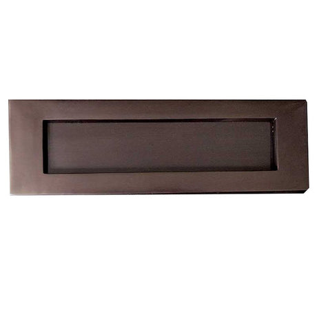 This is an image of a Frelan - Sprung Letter Plate 250x76mm - Dark Bronze  that is availble to order from Trade Door Handles in Kendal.