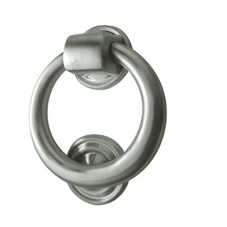 This is an image of a Frelan - Ring Door Knocker - Satin Chrome  that is availble to order from Trade Door Handles in Kendal.