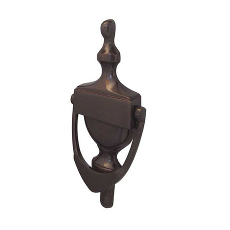 This is an image of a Frelan - Urn Door Knocker 170mm - Dark Bronze  that is availble to order from Trade Door Handles in Kendal.