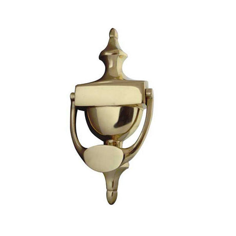 This is an image of a Frelan - Urn Door Knocker 170mm - Polished Brass  that is availble to order from Trade Door Handles in Kendal.