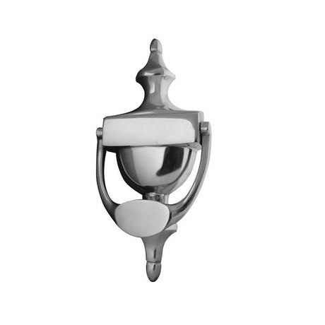 This is an image of a Frelan - Urn Door Knocker 170mm - Polished Chrome  that is availble to order from Trade Door Handles in Kendal.