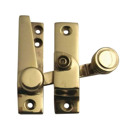 This is an image of a Frelan - Lockable Quadrant Sash Fasteners - Polished Brass  that is availble to order from Trade Door Handles in Kendal.
