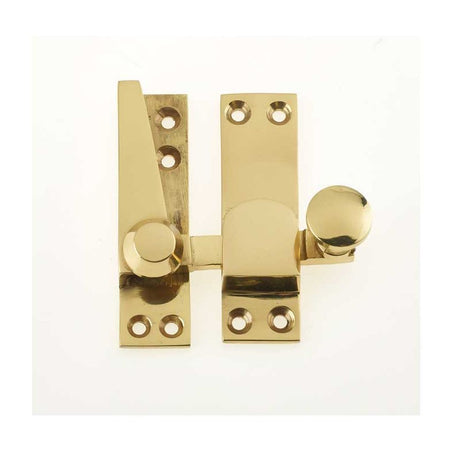 This is an image of a Frelan - Non Locking Heavy Duty Quadrant Sash Fasteners - Polished Brass  that is availble to order from Trade Door Handles in Kendal.