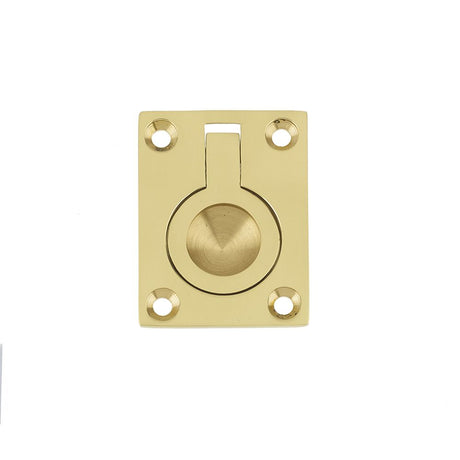 This is an image of a Frelan - 38x50mm Flush Ring - Polished Brass  that is availble to order from Trade Door Handles in Kendal.