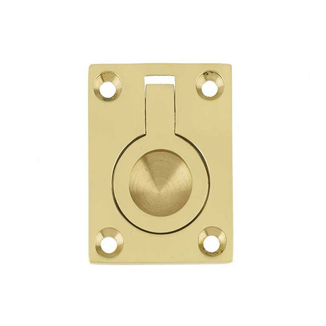 This is an image of a Frelan - 50x63mm Flush Ring - Polished Brass  that is availble to order from Trade Door Handles in Kendal.