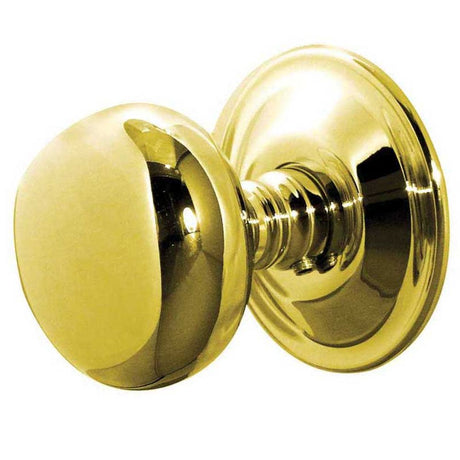 This is an image of a Frelan - Mushroom Unsprung Mortice Knobs - Polished Brass  that is availble to order from Trade Door Handles in Kendal.