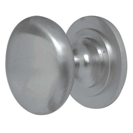 This is an image of a Frelan - 50mm Dia. Cabinet Knob - Satin Chrome  that is availble to order from Trade Door Handles in Kendal.
