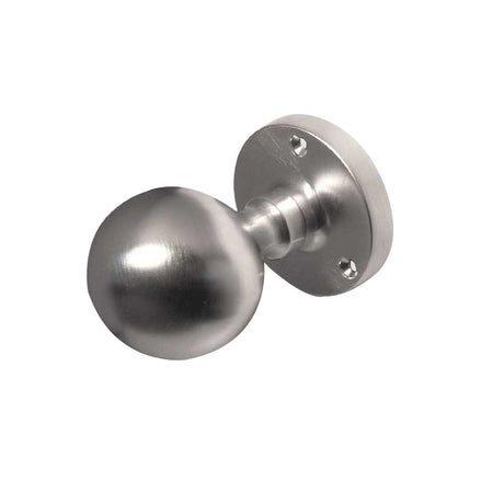 This is an image of a Frelan - Ball Shaped Half Sprung Mortice Knobs - Satin Chrome  that is availble to order from Trade Door Handles in Kendal.