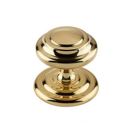 This is an image of a Frelan - Sloane Centre Door Knob - Polished Brass  that is availble to order from Trade Door Handles in Kendal.