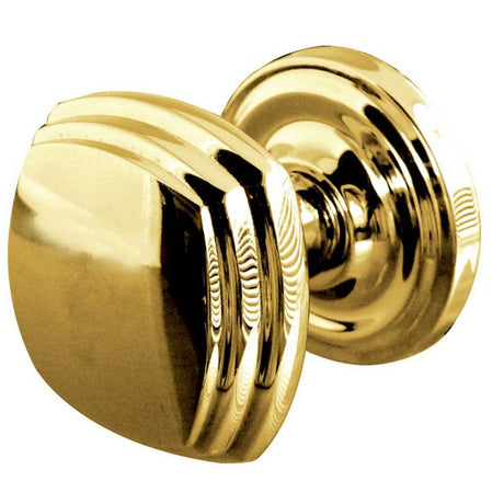 This is an image of a Frelan - Piazza Unsprung Mortice Knobs - Polished Brass  that is availble to order from Trade Door Handles in Kendal.