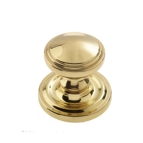 This is an image of a Frelan - Linea Unsprung Mortice Knobs - Polished Brass  that is availble to order from Trade Door Handles in Kendal.