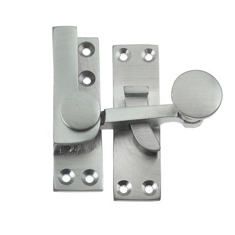 This is an image of a Frelan - Quadrant Sash Fastener - Satin Chrome  that is availble to order from Trade Door Handles in Kendal.